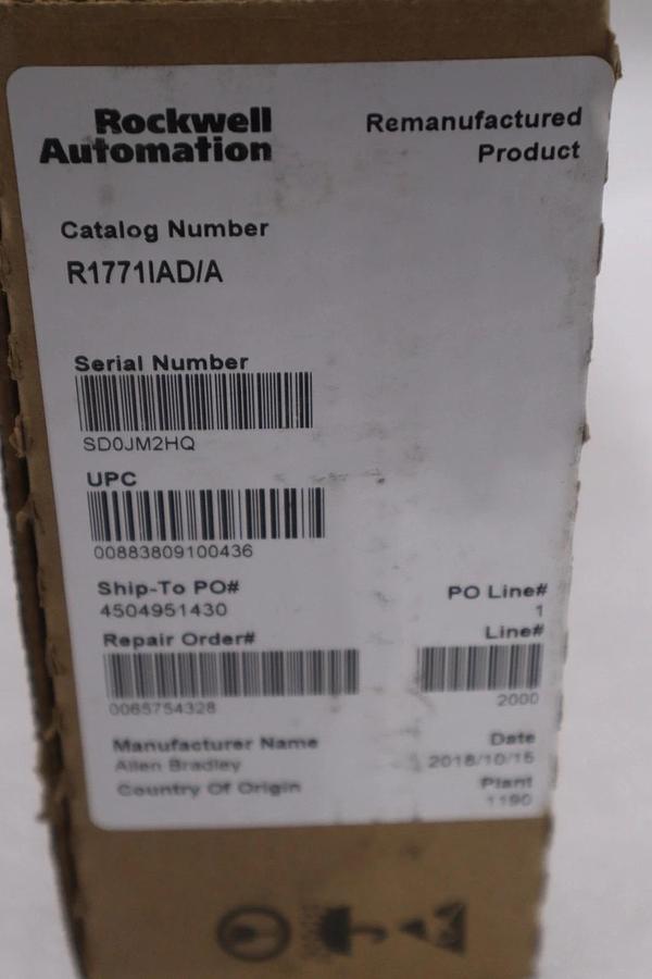 Refurbished ALLEN BRADLEY 1771-IAD SER.A DIGITAL INPUT MODULE ROCKWELL REMANUFACTURED #GF885