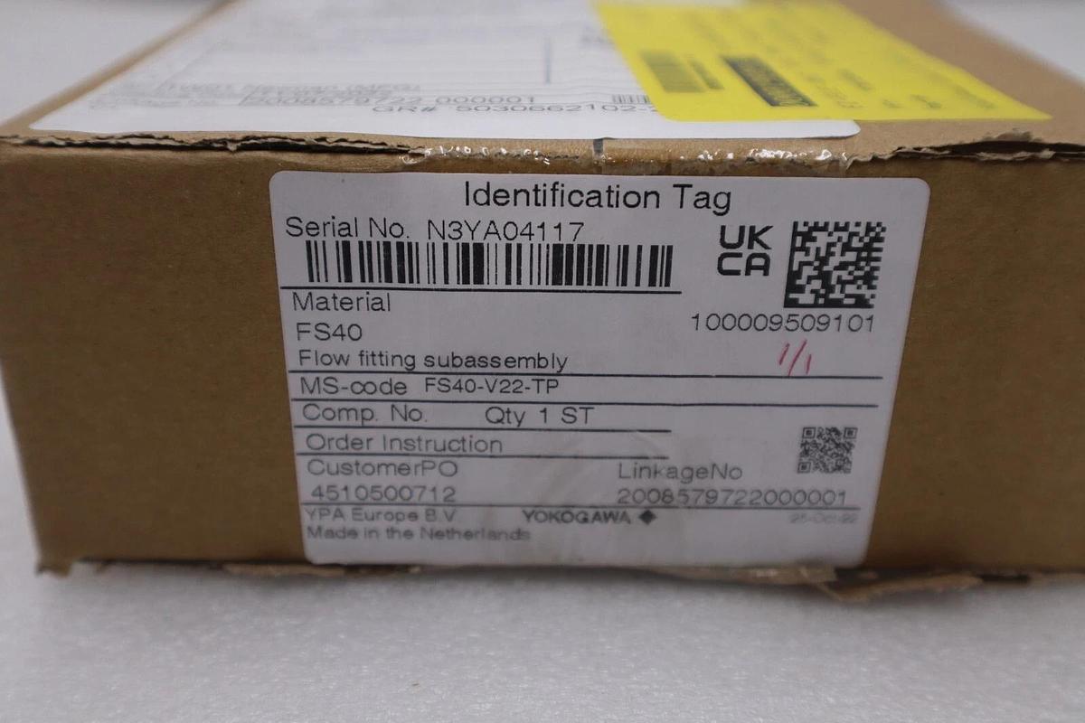 NEW YOKOGAWA FS40-V22-TP FLOW FITTING SUBASSEMBLY STAINLESS STEEL STOCK G428A