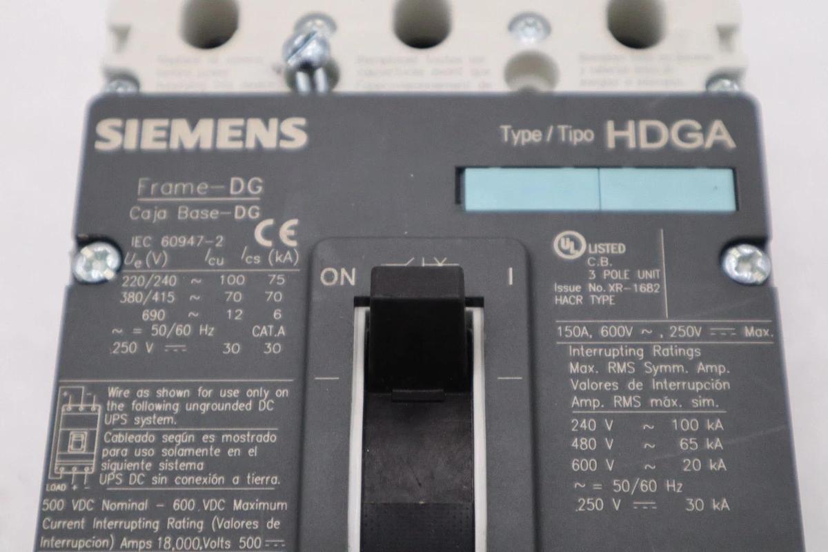 Used SIEMENS HDX3B060 60 AMP 600V 3 PHASE HDGA TYPE CIRCUIT BREAKER STK H1432