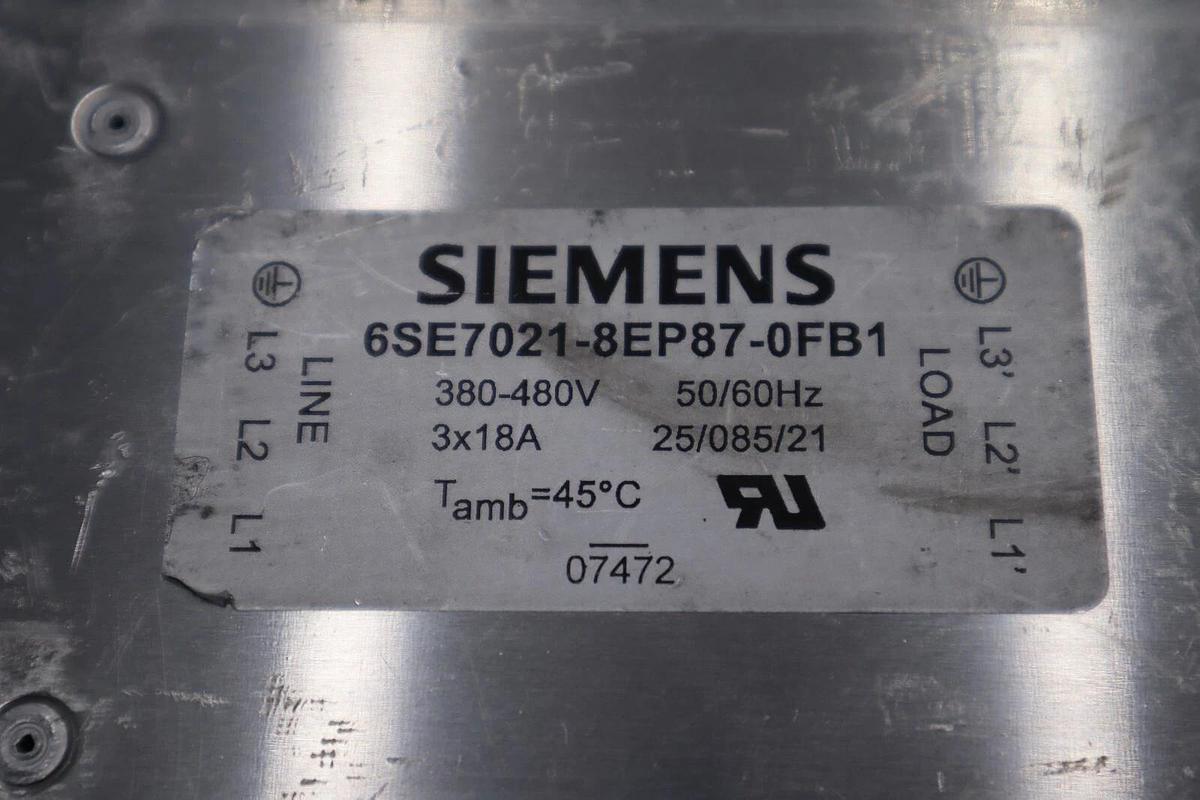 Used Siemens 6SE7021-8EP87-0FB1 RFI FILTER ASSEMBLY 3 PHASE STOCK 5370