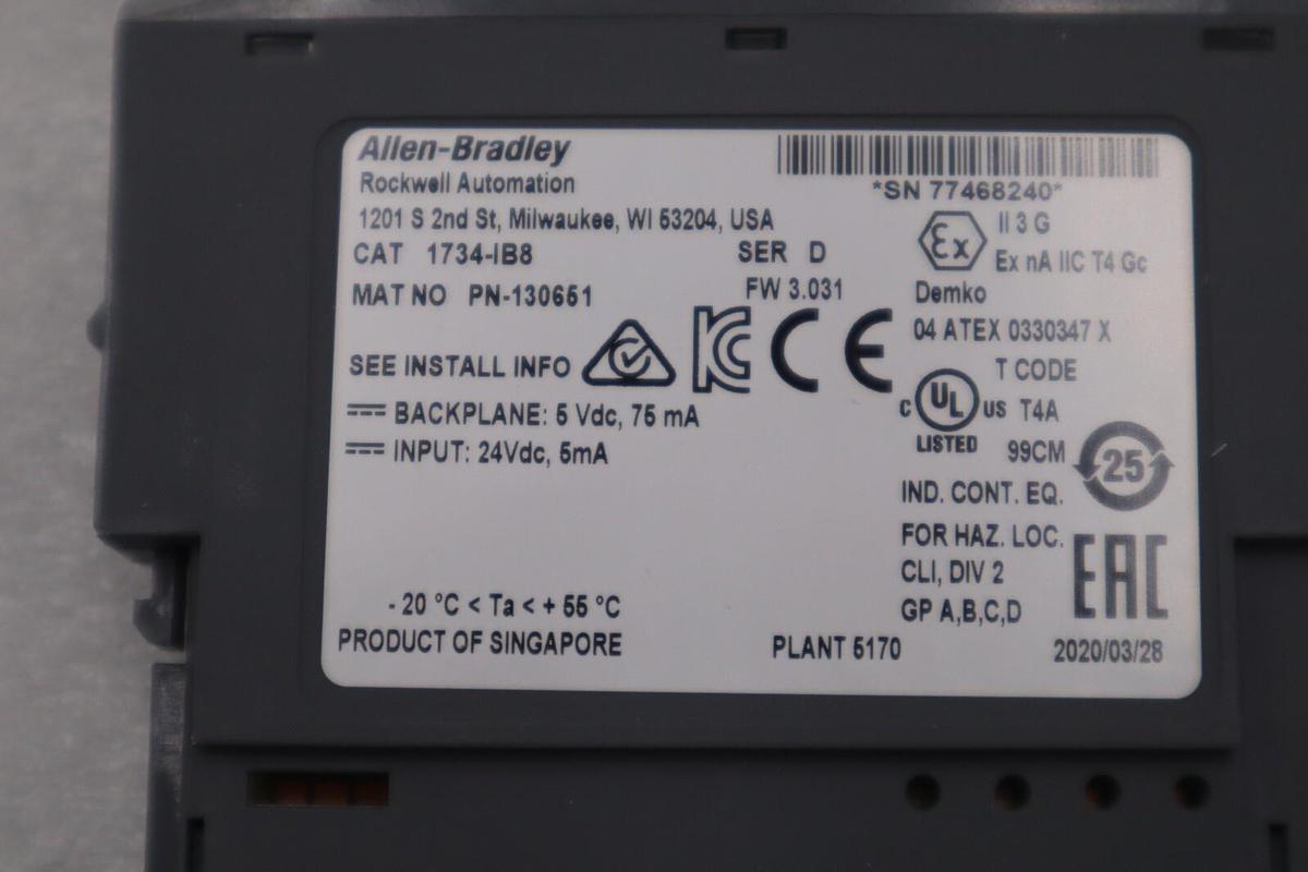 New Allen-Bradley 1734-IB8 8 Point Digital Input Module 1734IB8 STOCK G927A