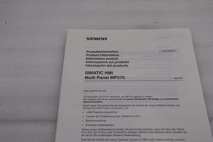 Used SIEMENS TOUCH SCREEN 6AV6542-0AD15-2AX0 #L391