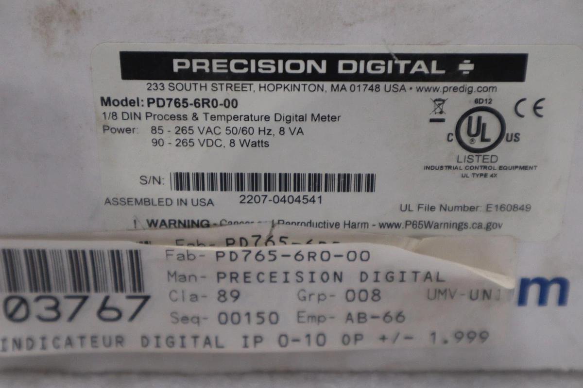 NEW OPEN BOX PRECISION DIGITAL PD765-6R0-00 85-265VAC STK GF863A