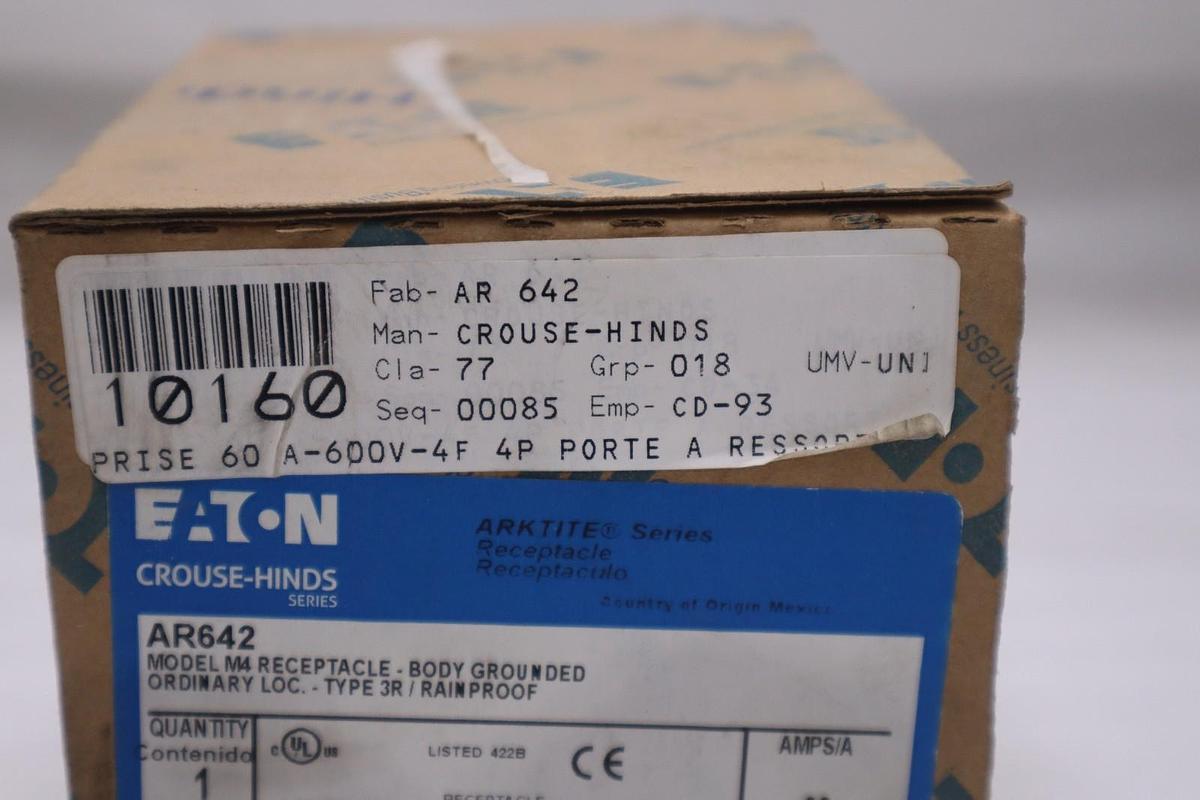 Used NEW OPEN BOX Crouse Hinds - AR642 - Eaton Arktite Ar Receptacle STK 2077B