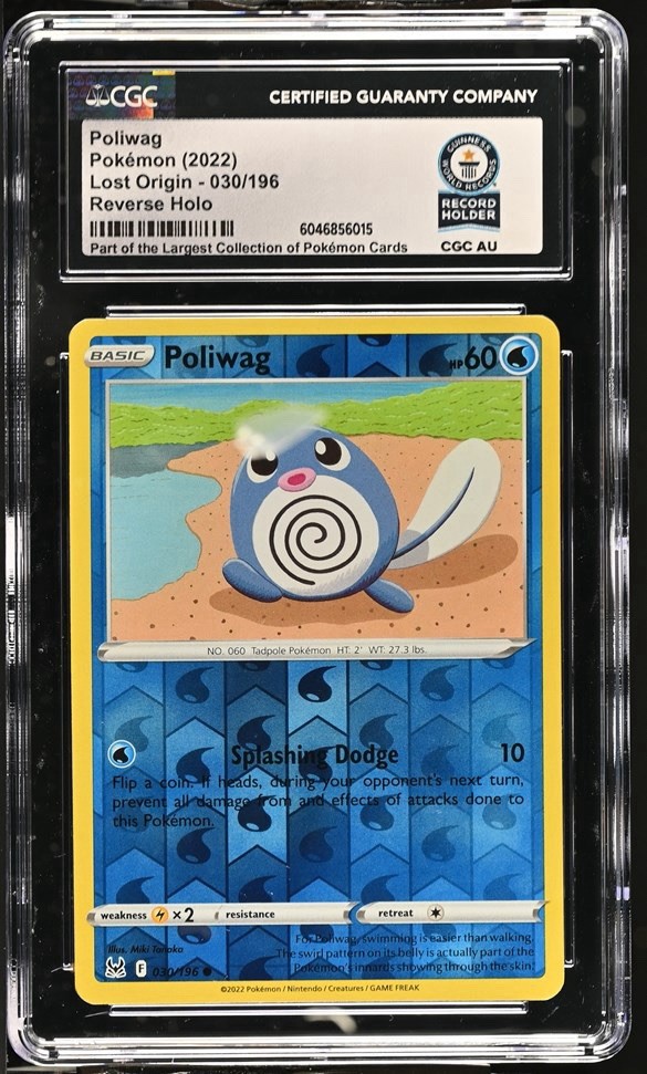 Used 2022 POKEMON POLIWAG LOST ORIGIN 030/196 REVERSE HOLO CGC WORLD RECORD SLAB 1/1