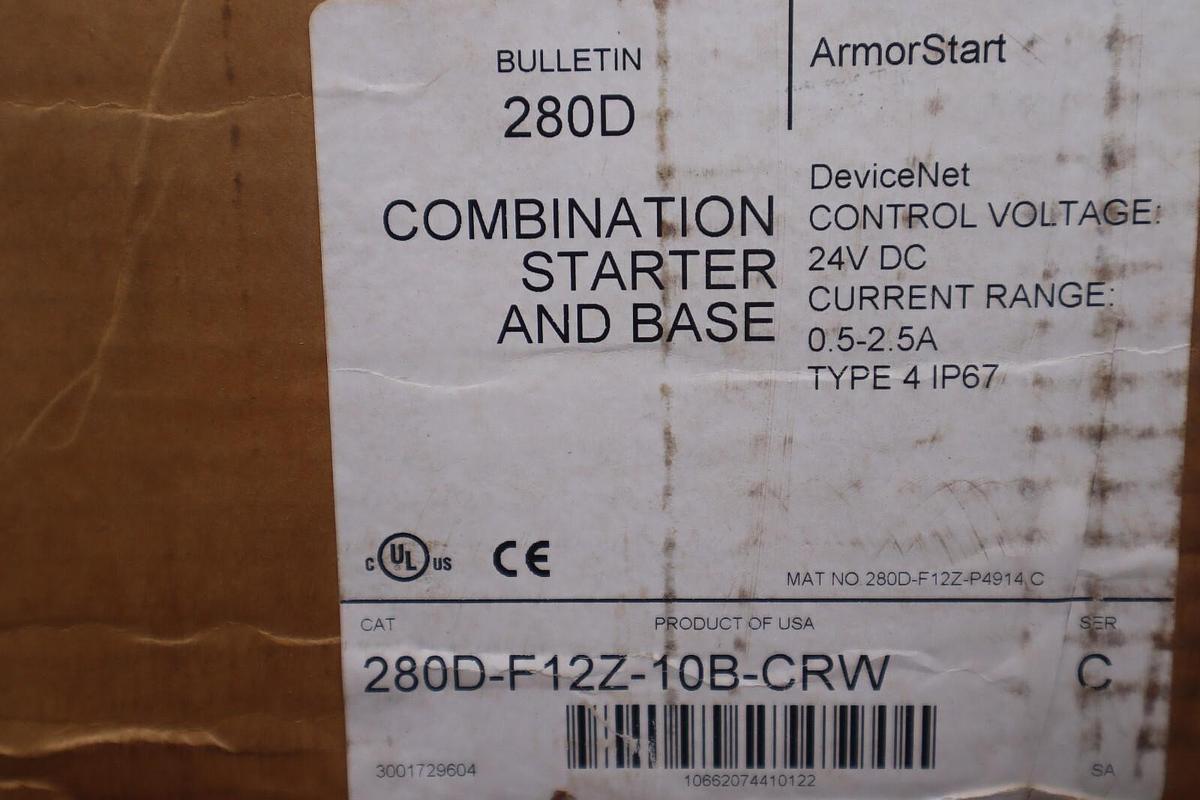 Used ALLEN BRADLEY 280D-F12Z-10B-CRW STARTER DEVICENET IP67/NEMA 4 STOCK 4725