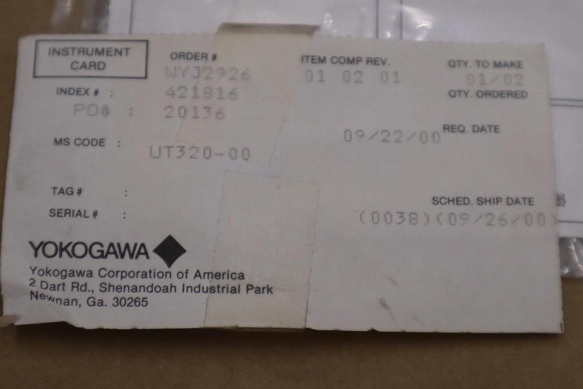 Used Yokogawa UT320-00 S4 Digital Temperature Indicating Controller STOCK 1396CC