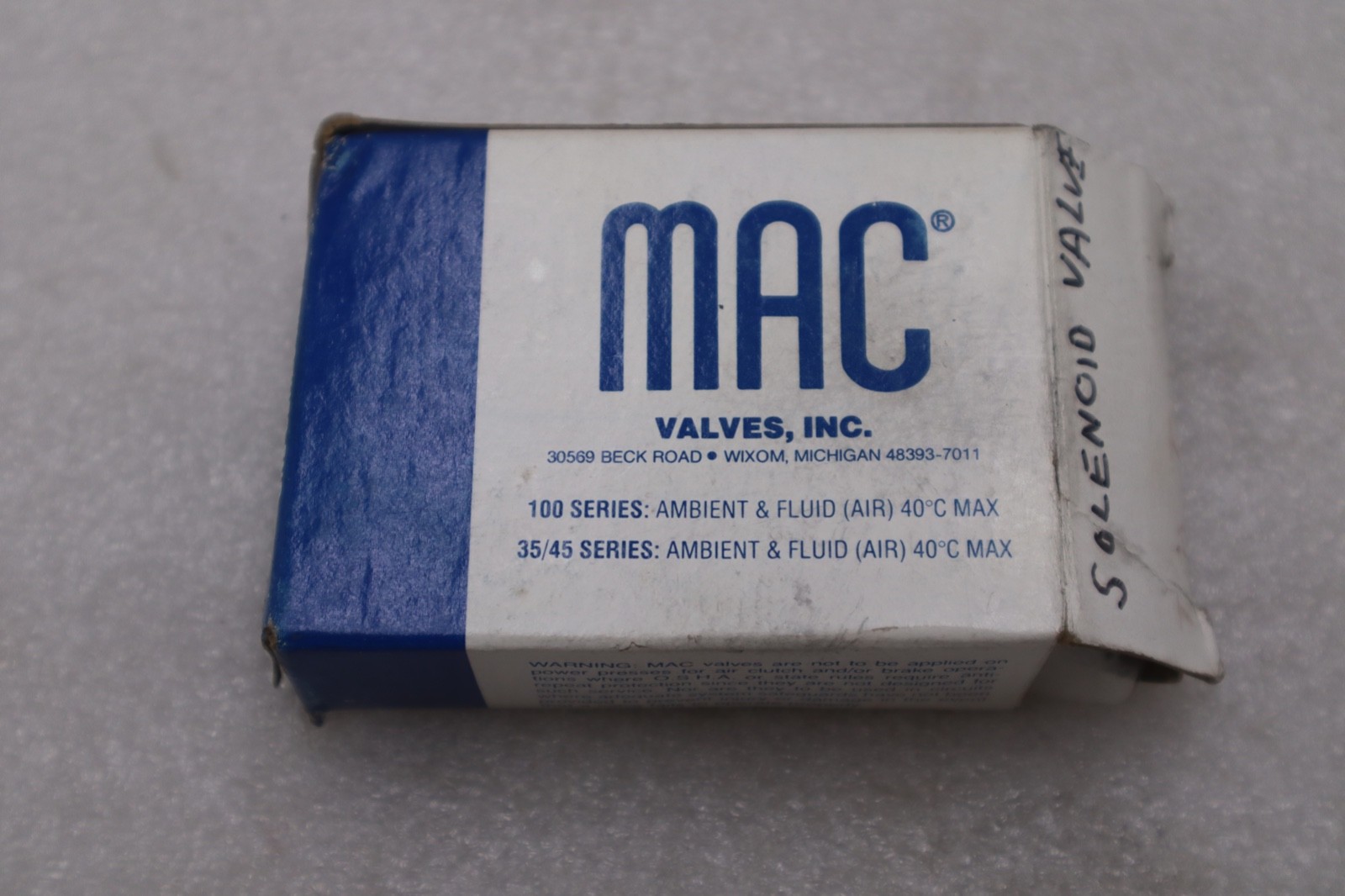 Used MAC VALVES 35A-AAA-DACJ-1JB Air Solenoid Valve AIR SOLENOID VALVE STOCK #K-1971A