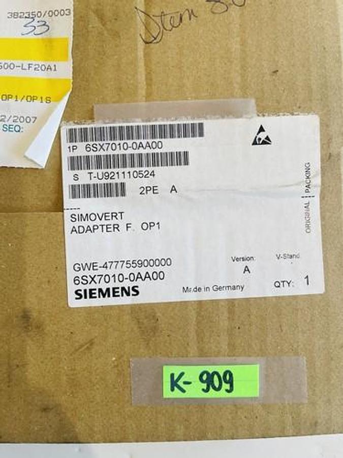 Used SIEMENS SIMOVERT ADAPTER 6SX7010-0AA00 NIB #K-909
