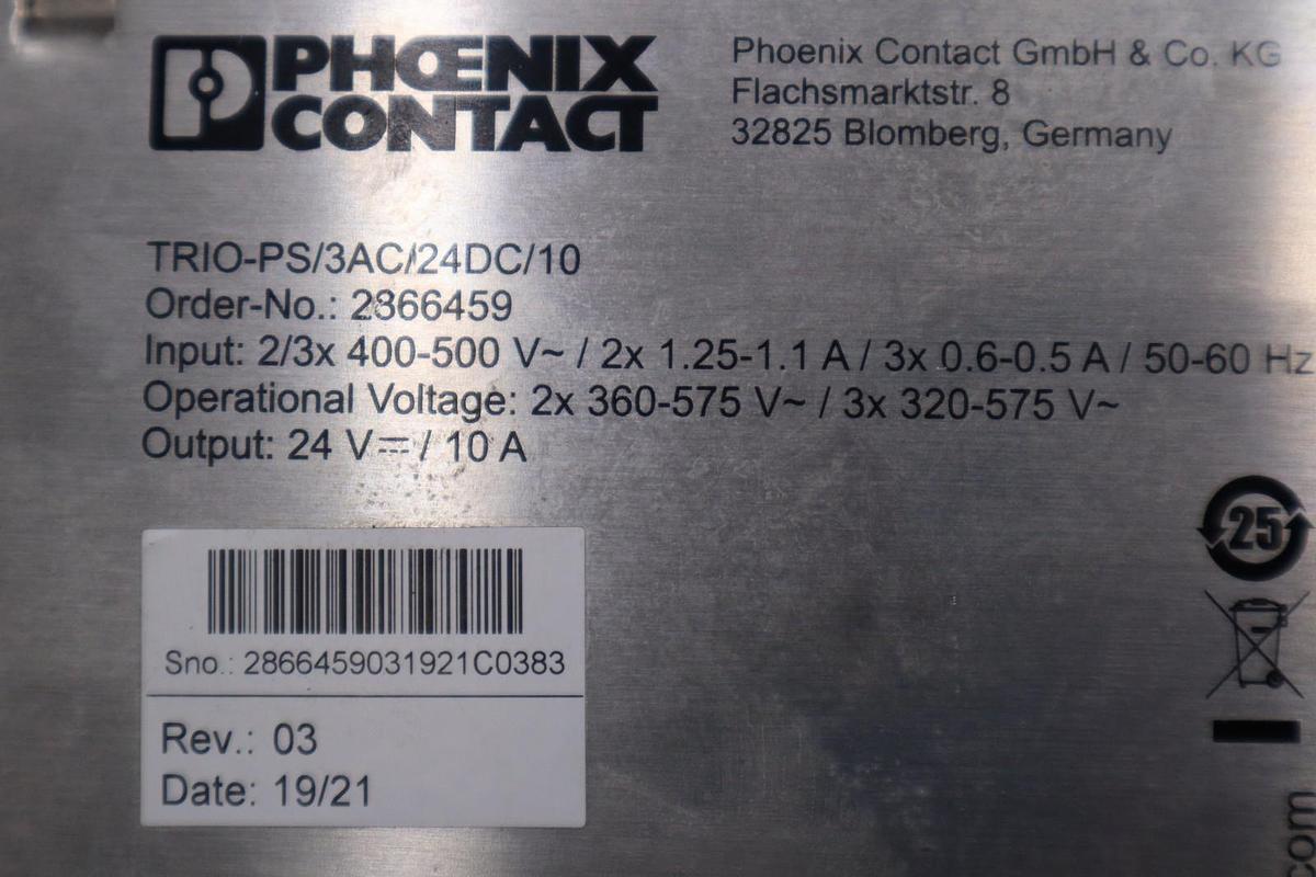 Used Phoenix Contact 2866459 TRIO-PS/3AC/24DC/10 Power Supply - STOCK H832C