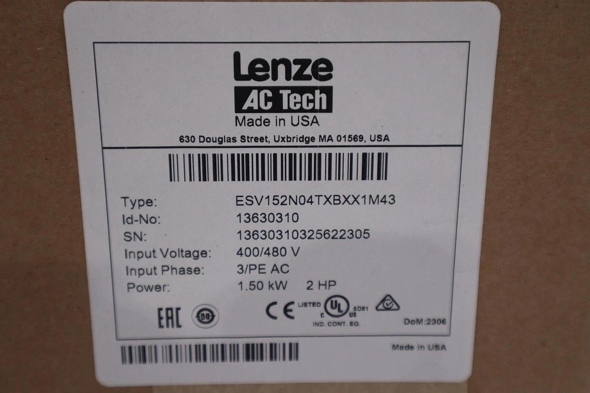 Used LENZE ESV152N04TXBXX1M43 2 HP AC TECH DRIVE NEW IN BOX STOCK GF-214