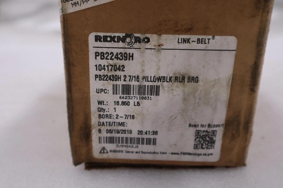 Used NEW IN BOX REXNORD PB22439H Pillow Block bearing 2-7/16'' STOCK H1075