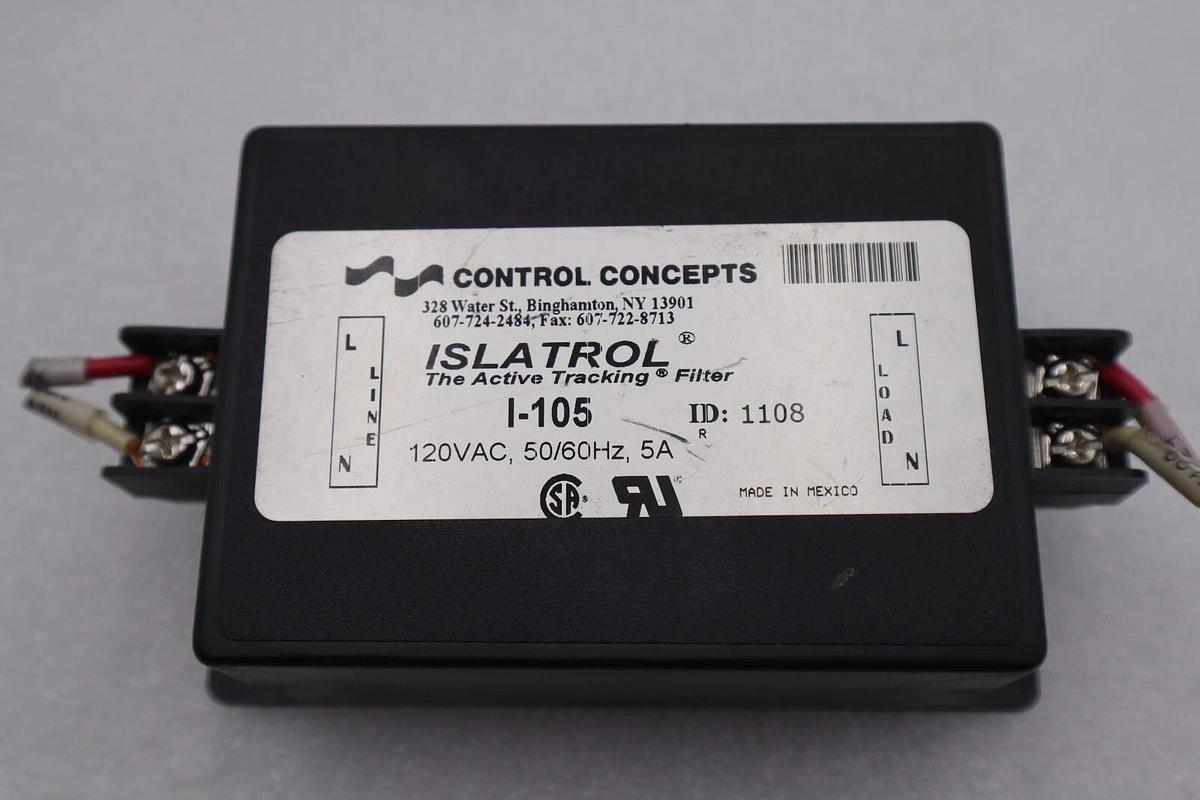 Used CONTROL CONCEPTS I-105 ISLATROL ACTIVE TRACKING FILTER 120VAC 50/60HZ 5A #L-634