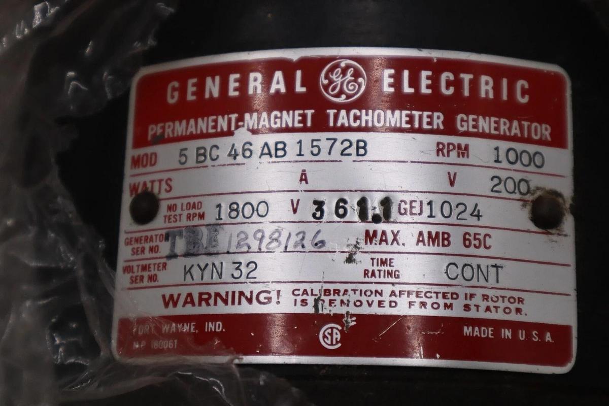 General Electric Ge 5BC46AB1572B Dc Tachometer Generator NEW STOCK G261A
