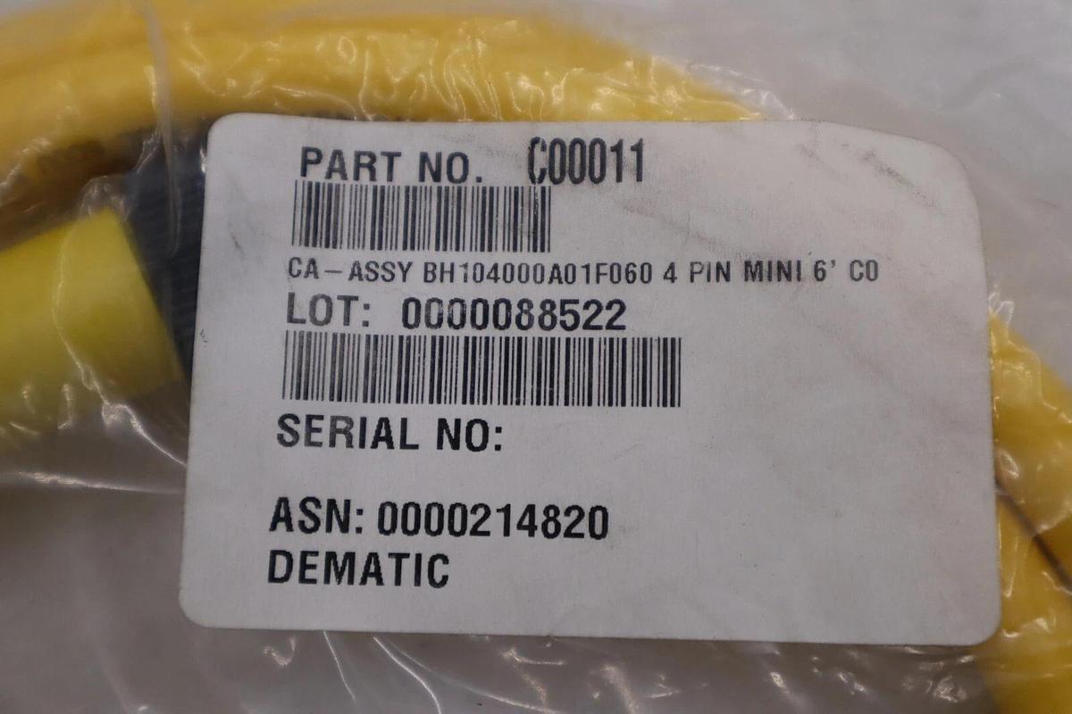 Used NEW BRAD HARRISON 104000A01F060 CORDSET 4 PIN 600V FEMALE STOCK H836