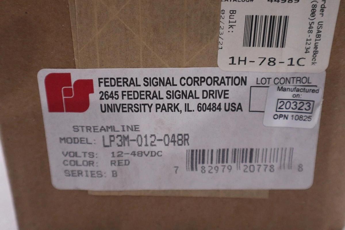 Used FEDERAL SIGNAL STREAMLINE RED LOW PROFILE STROBE LIGHT LP3M-012-048R NEW SEALED