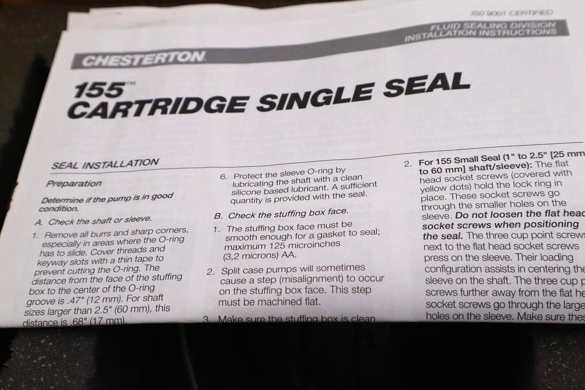 Used NEW CHESTERTON 691336 155 SPARE SEAL SEAL-26 SHAFT-0.250 STOCK #1977