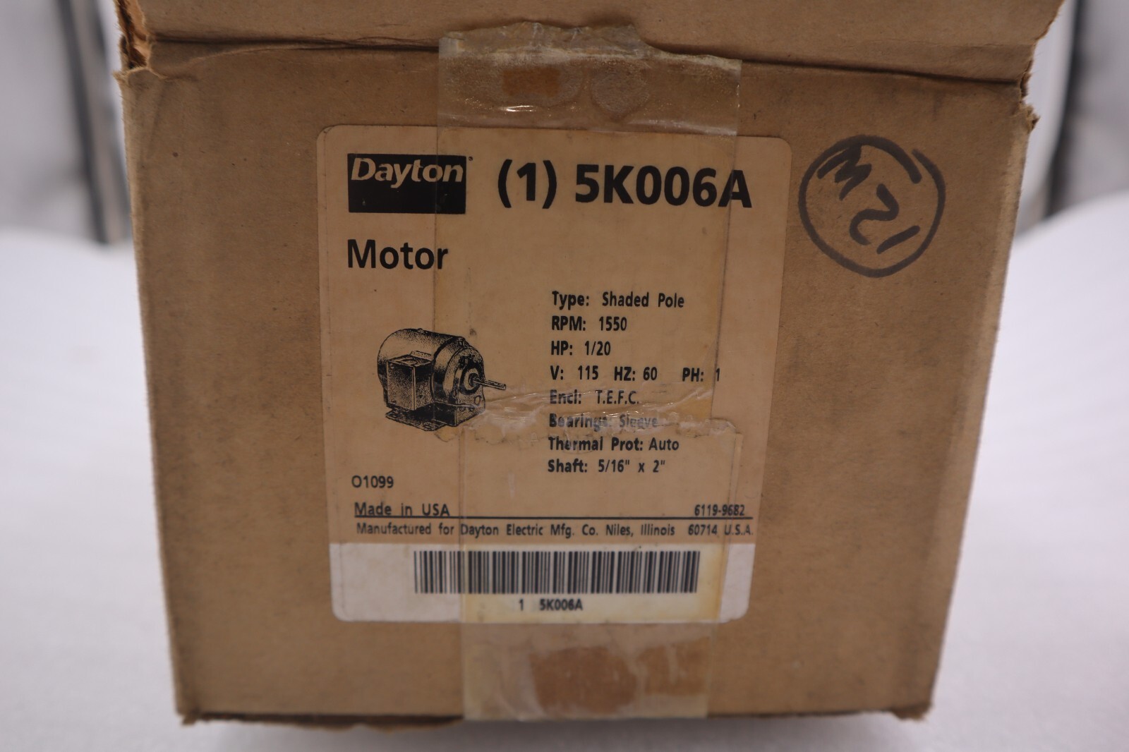 5K006A / 5K006A UNUSED DAYTON MOTOR  115v 1/20 HP STOCK 4517