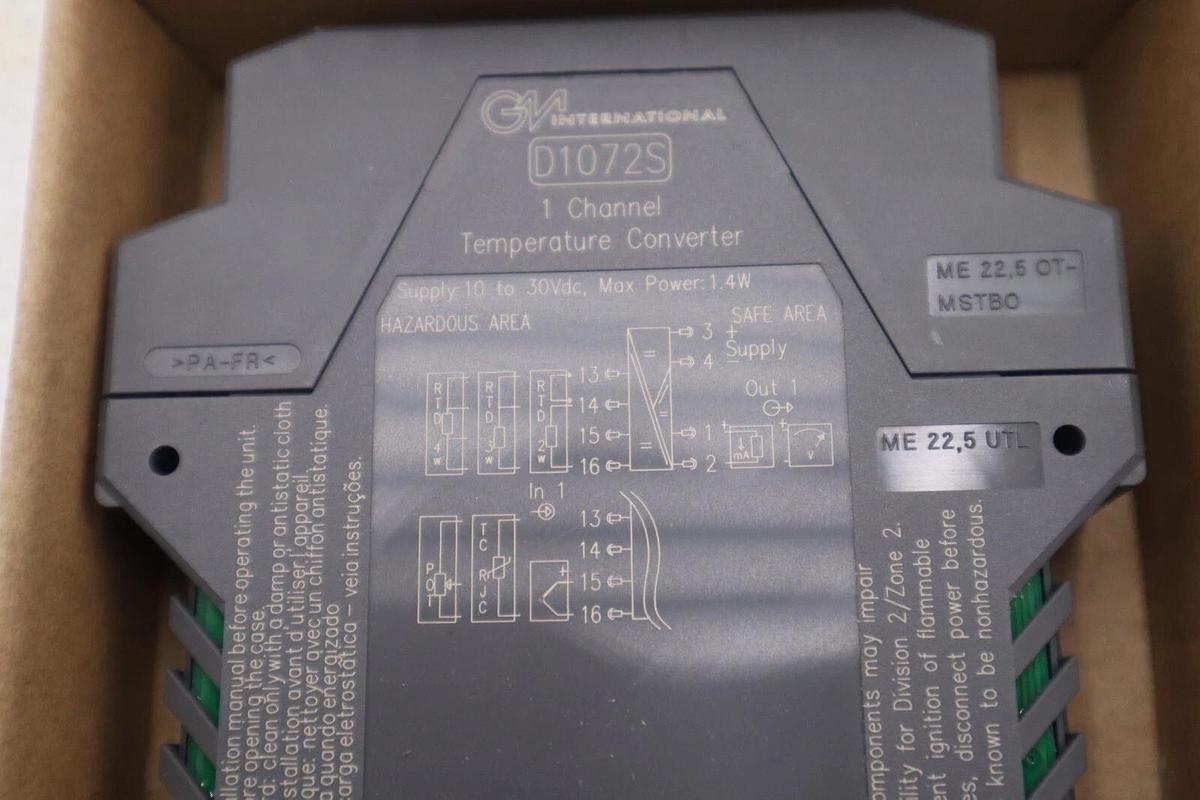 NEW OPEN BOX GM INTERNATIONAL D1072S 1 CHANNEL TEMPERATURE CONVERTER STK 5419
