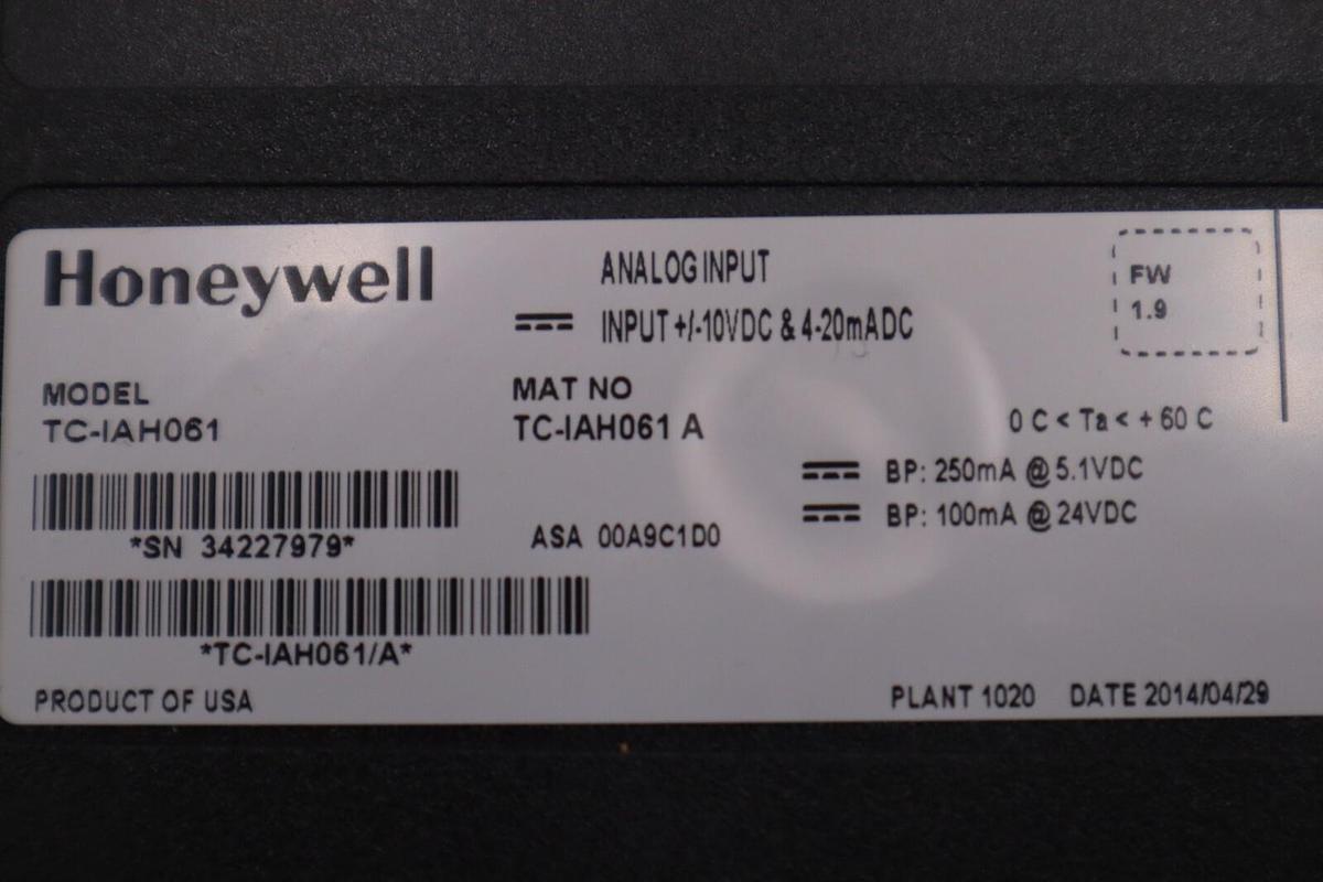 Used TC-IAH061 frn 1.9 Honeywell Analog Input TC-IAH061 STOCK K-513