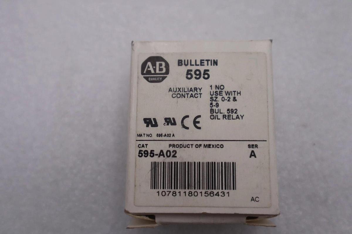 NEW OPEN BOX Allen Bradley 595-A02 Auxiliary Contact 595A02 LOT OF 2 STK K-3351
