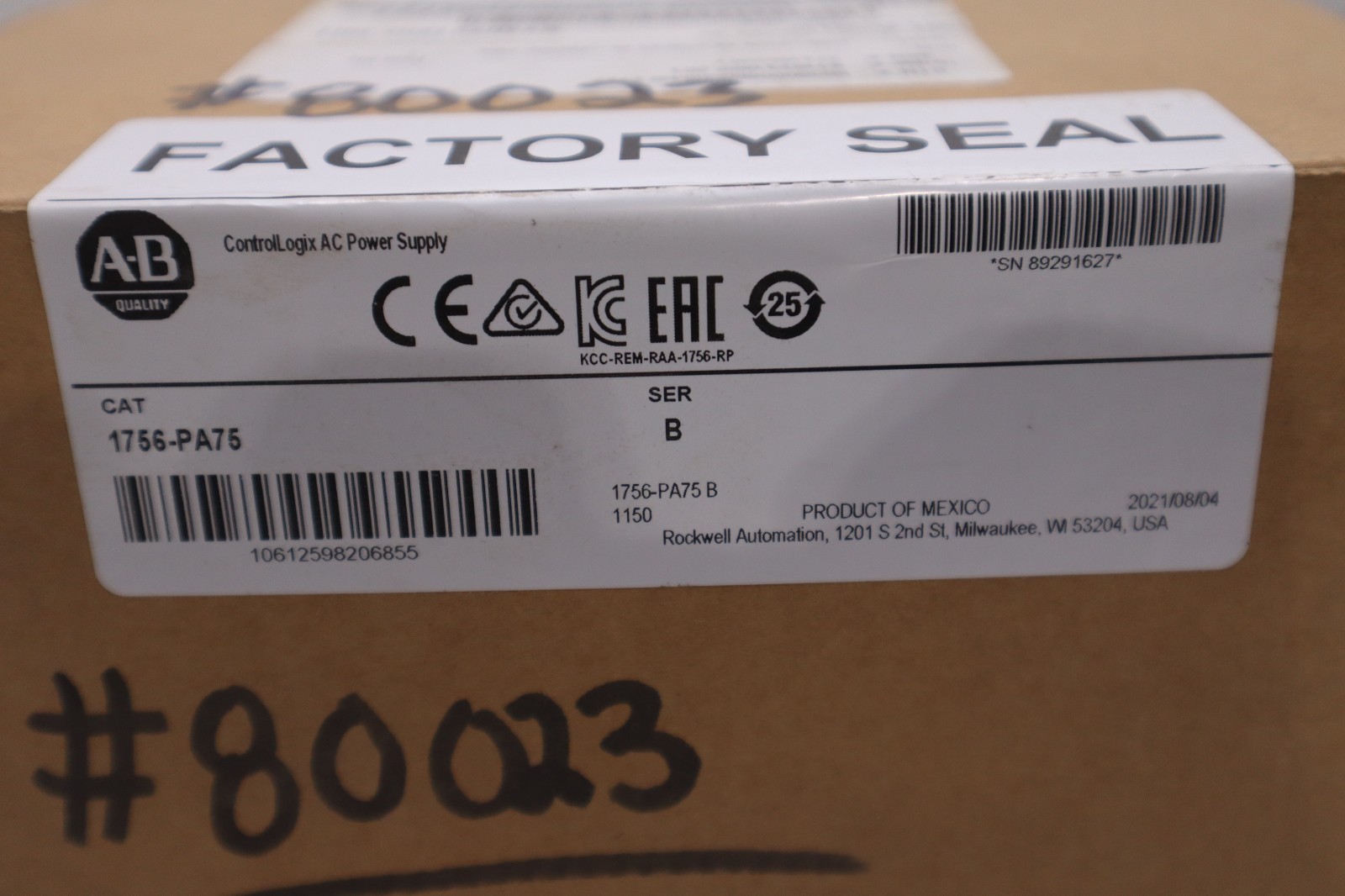 Allen-Bradley 1756-PA75 ControlLogix AC Power Supply - NEW SEALED - STOCK GF872