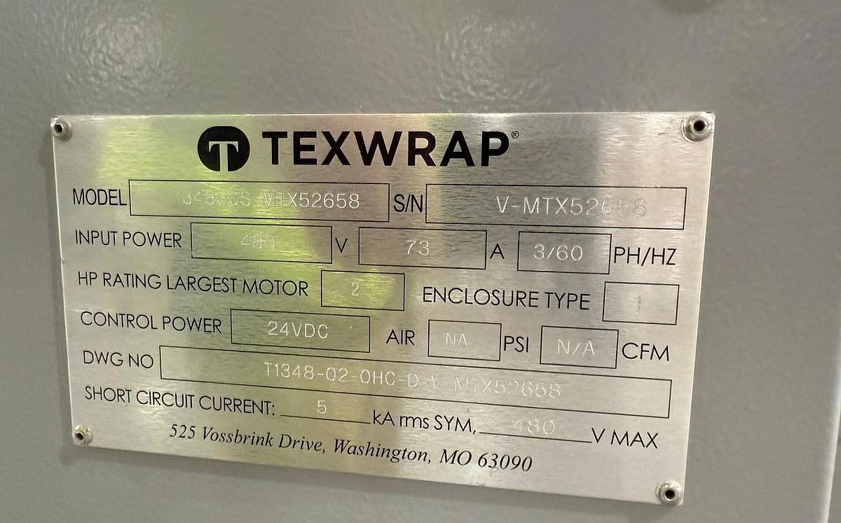Used 36" TEXWRAP MODEL 3618ISSR SIDE SEAL AND STE-1348OCS HEAT TUNNEL SYSTEM 2021