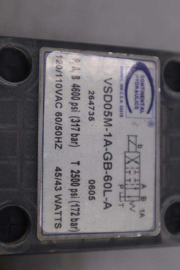 Used CONTINENTAL HYDRAULICS VSD05M-IA-GB-60L-A STOCK #B-3056