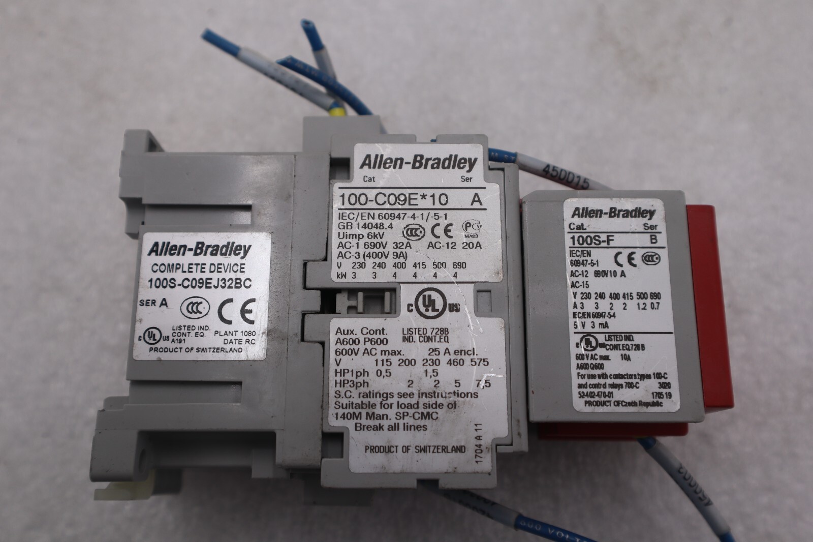 Used ALLEN-BRADLEY 100-C37D00/C CONTACTOR STOCK #K-2640