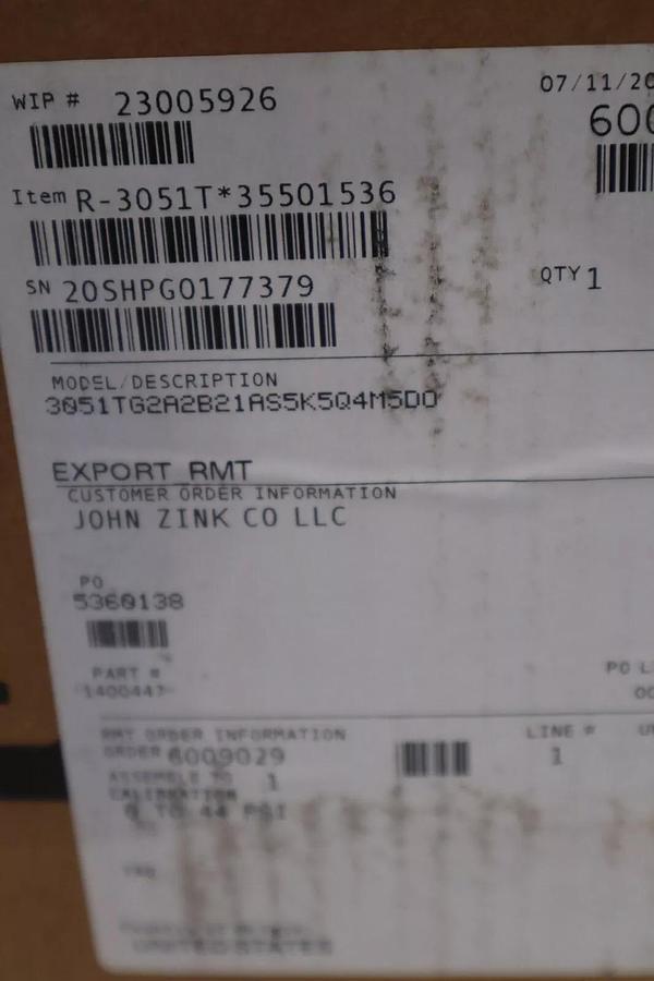 Used ROSEMOUNT 3051T / 3051TG2A2B21AS5K5Q4M5DO NEW TRANSMITTER W/ C30612-2126-0000