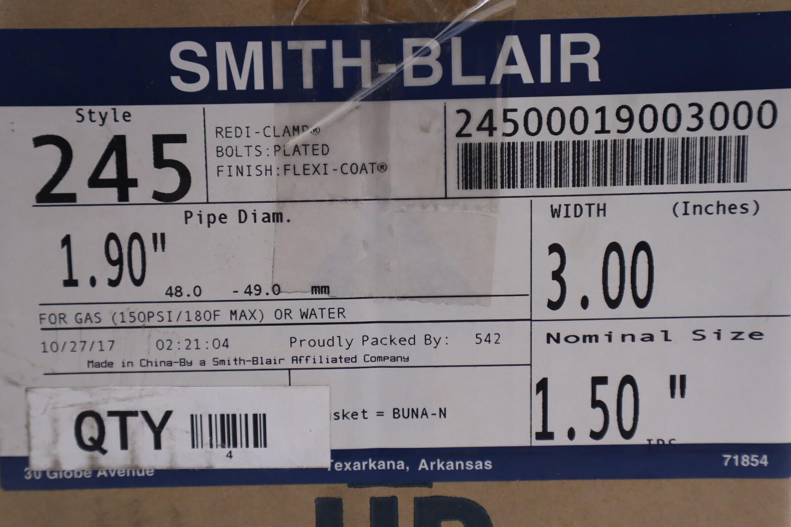 Smith-Blair Inc. Style 245 Redi-Clamp Bolts Plated Finish 1.50"  Stock #3116