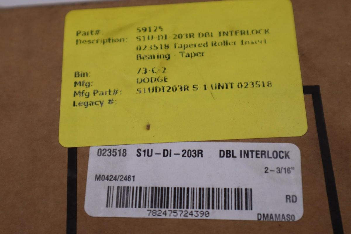 NEW DODGE 023518 S1U-DI-203R DBL INTERLOCK TAPERED ROLLER BEARING STOCK 3109CC