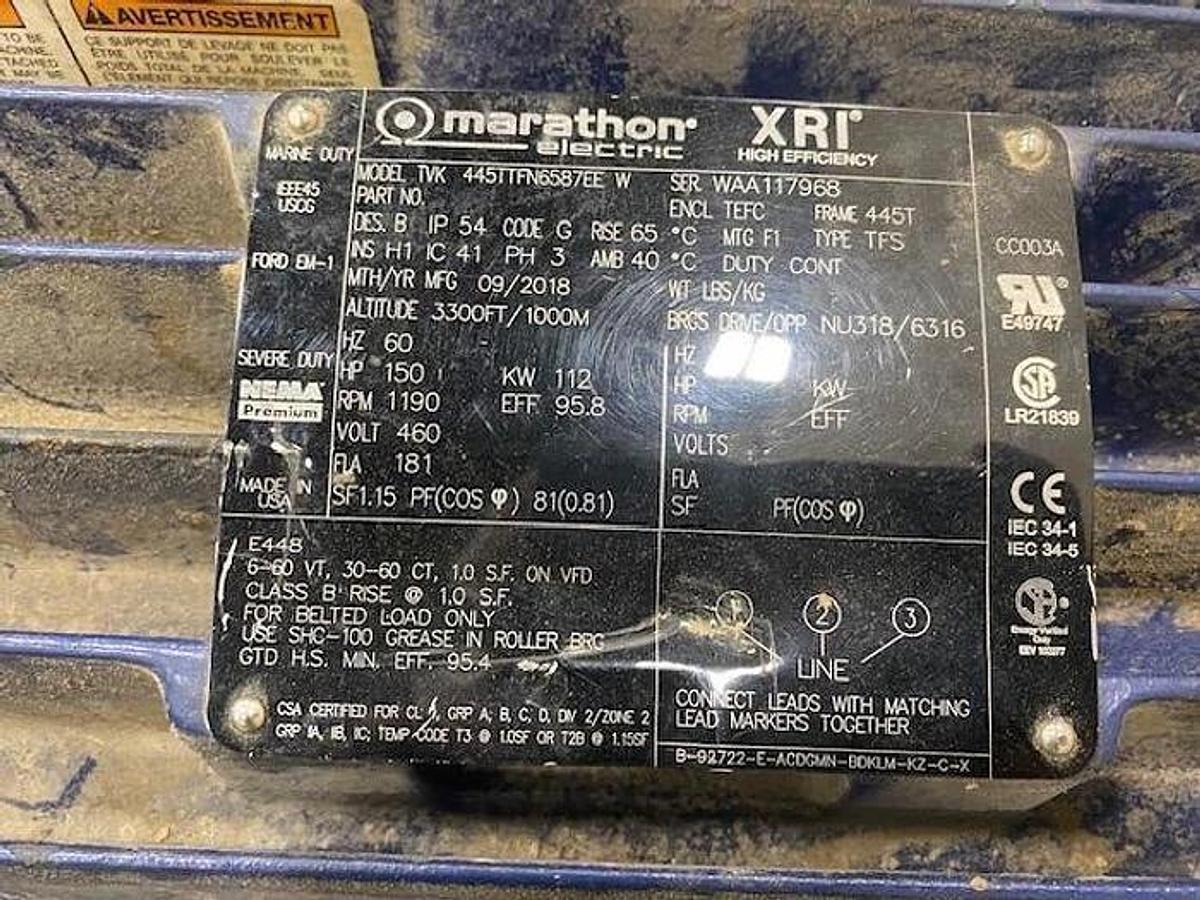 Used NASH MODEL CL3002 VACUUM PUMP 150HP MOTOR REMANUFACTURED 2021