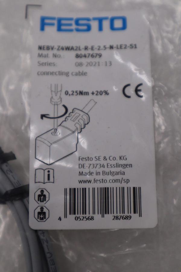 NEW Festo NEBV-Z4WA2L-R-E-2.5-N-LE2-S1/ 8047679 Connecting Cable STOCK H1576A