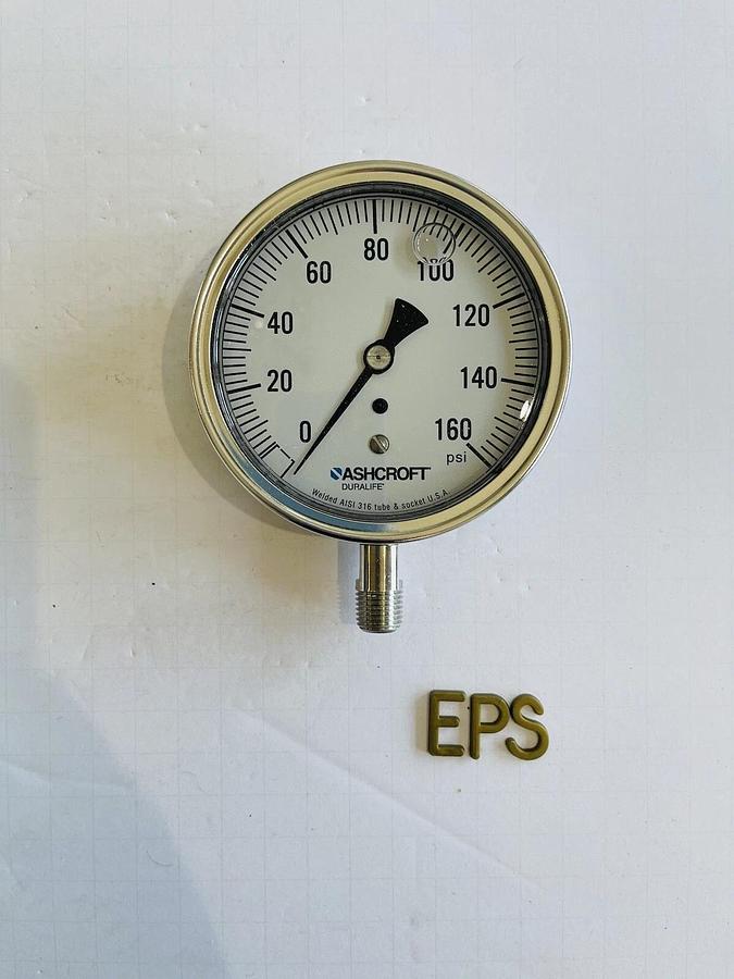Ashcroft Duralife Pressure Gauge, 0-160 PSI, Welded AISI 316 Tube #K-1212