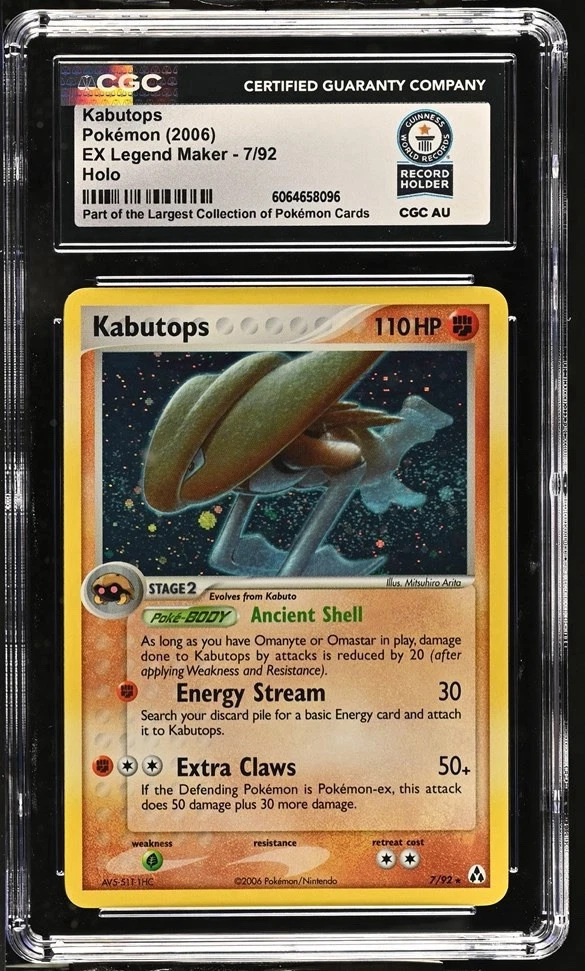 Used 2006 POKEMON EX LEGEND MAKER #7 KABUTOPS-HOLO CGC WORLD RECORD 1/1