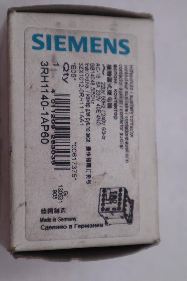 Used SIEMENS 3RH1140-1AP60 RELAY 4PST 240VAC CONTACTOR STOCK #K-2376