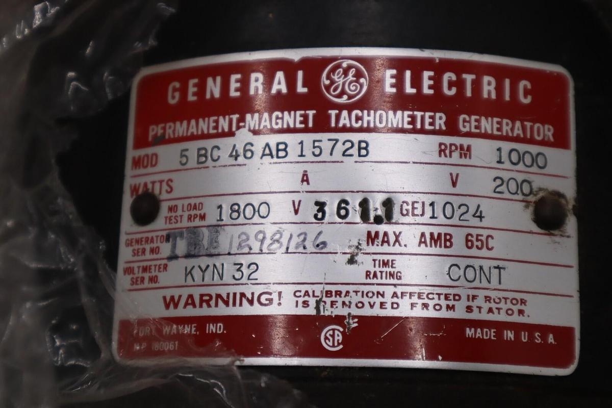 Used General Electric Ge 5BC46AB1572B Dc Tachometer Generator NEW STOCK G261A