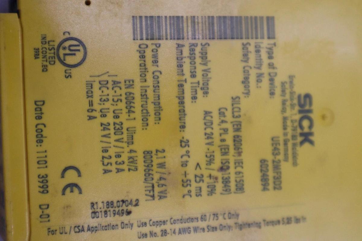 Used SICK UE 43-2MF3D2 Safety Relay 6024894 STOCK K-388-D