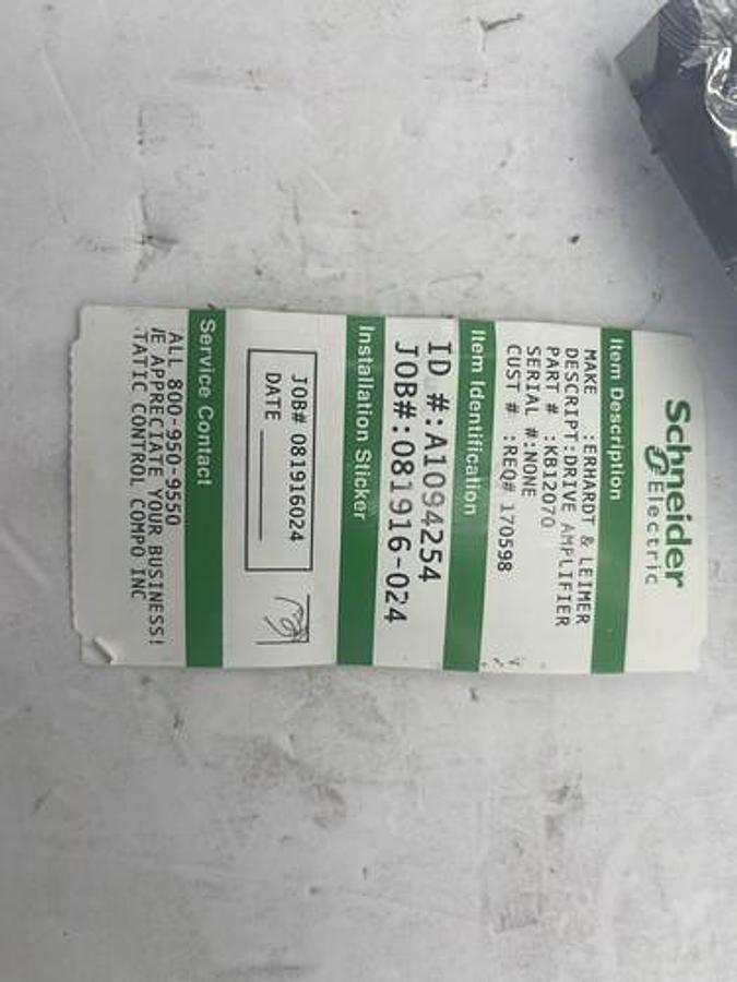 Used ERHARDT & LEIMER KB12070 / KB12070 DRIVE AMPLIFIER PART RECONDITIONED STOCK 1647