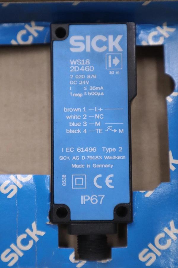 Used SICK WS18-2D460/ WS182D460 THROUGH-BEAM PHOTOELECTRIC SENSOR - STOCK GF186A
