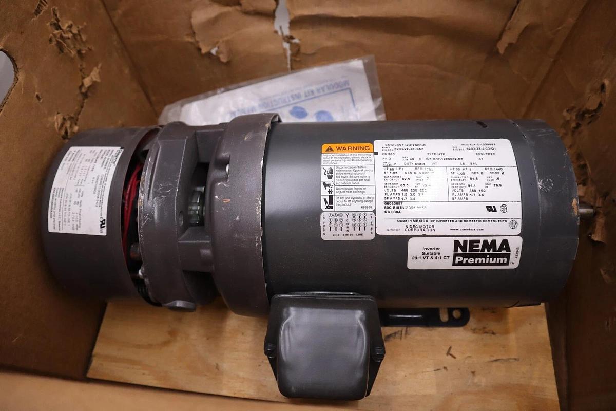 U.S. Motors U1P2DFC - 1 HP 208-230/460 1755 RPM Shur Stop Brake 105632106003 NEW