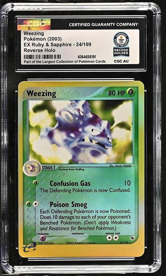 Used 2003 WEEZING Pokemon 24/109 EX Ruby & Sapphire Reverse Holo CGC WORLD RECORD 1/1