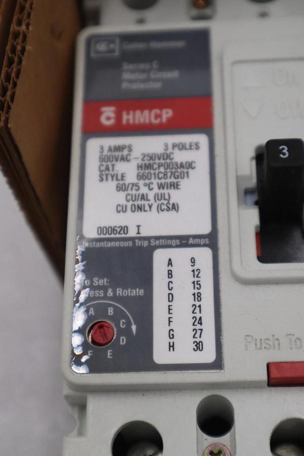 Used Westinghouse HMCP003A0C Circuit Breaker 3A 3-Pole 600VAC STOCK 1400CC