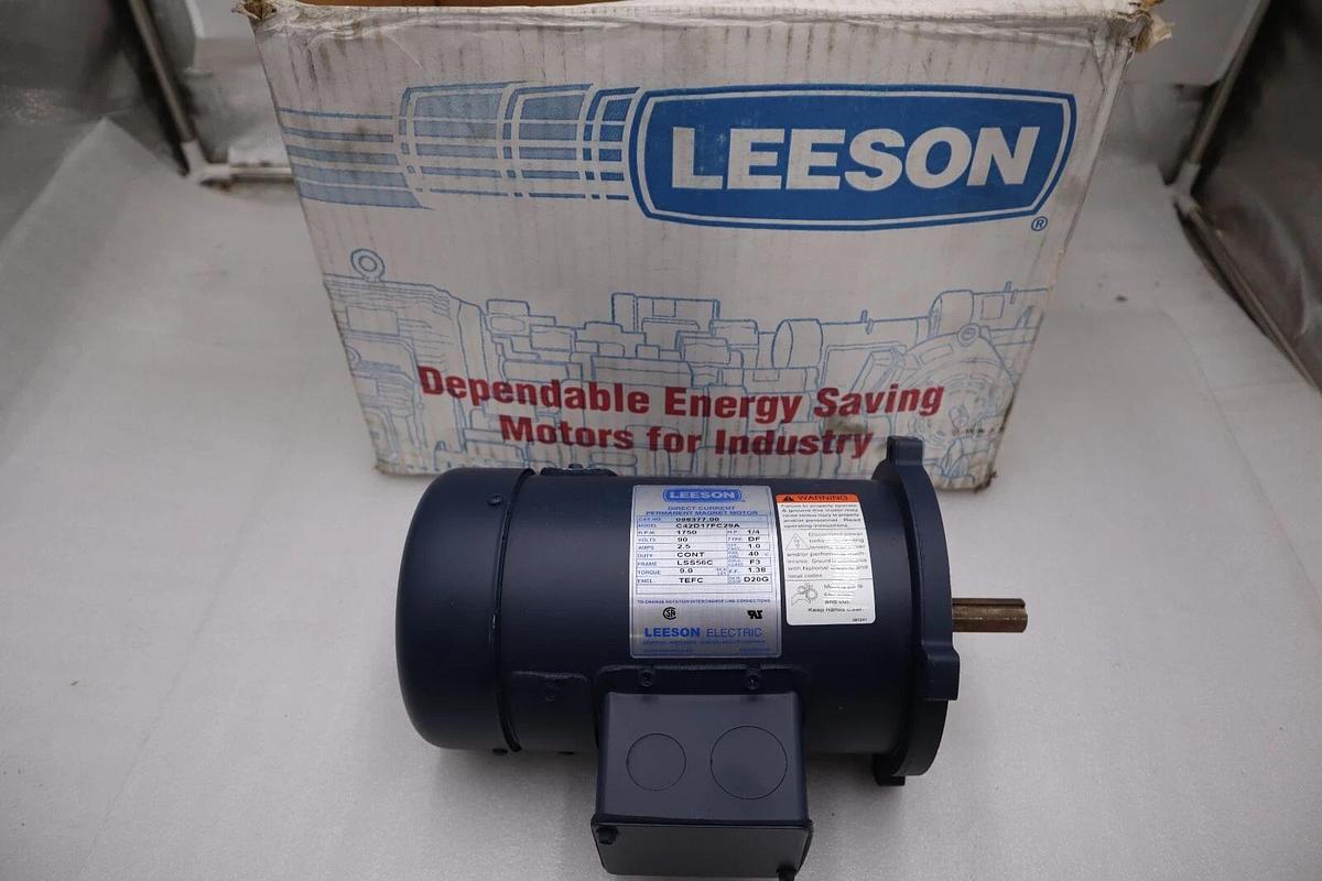 NEW IN BOX LEESON 098377.00 MOTOR 1/4HP.1750RPM.LSS56C.TEFC.90V STOCK H821
