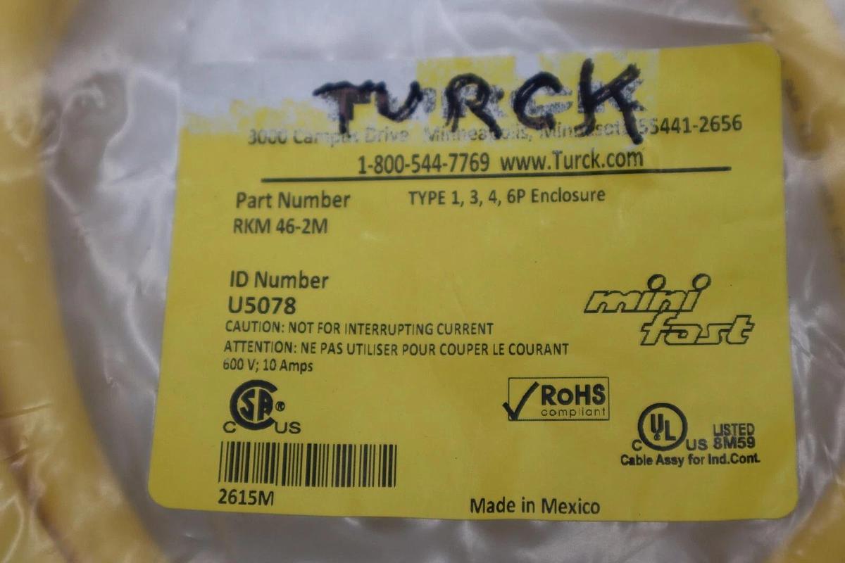 Turck RSM RKM-46-2M Cable 4 Pin 2M - New No Box STOCK 5321