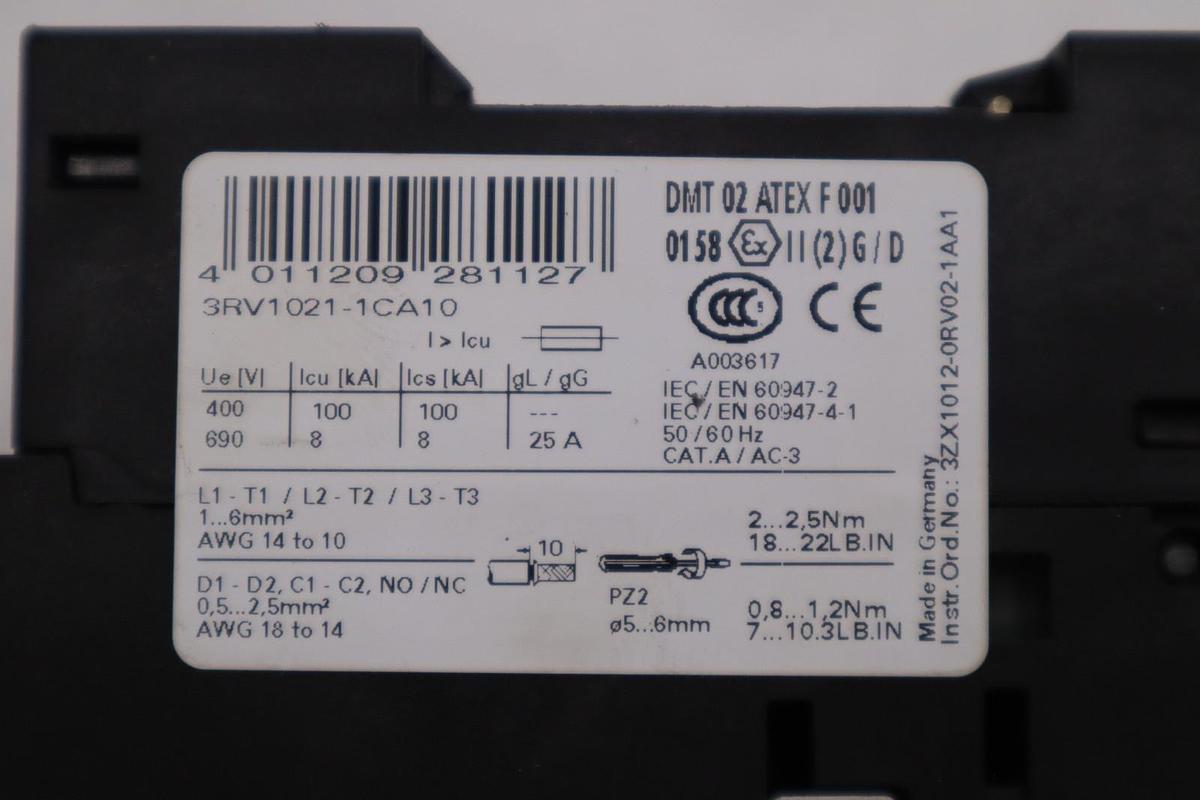 Used LOT OF 4 Siemens 3RV1021-1CA10 Manual Circuit Breaker 1.8-2.5A STOCK H1828