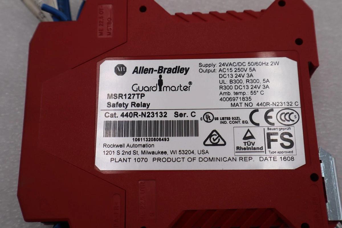 Used Allen Bradley 440R-N23132 /C, Safety Relay, Guard Master MSR127TP STOCK L-695