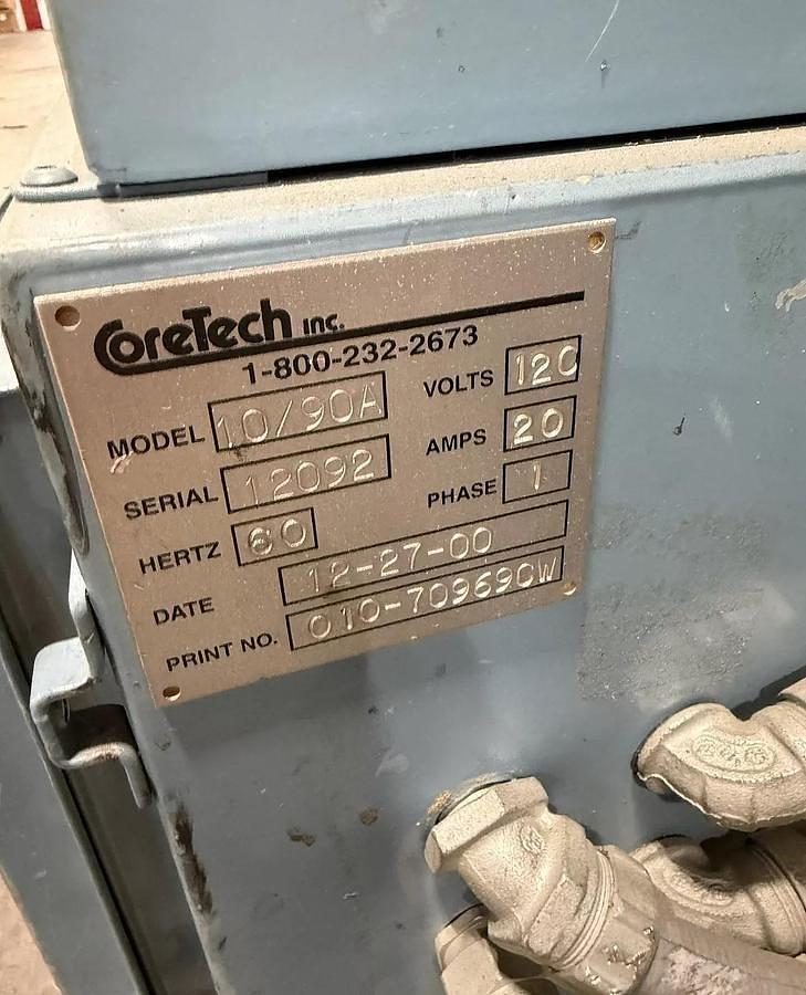 Used 90" CORETECH MODEL 10/90A CORE CUTTER AUTO ADVANCE AUTOMATIC 6" TOOLING