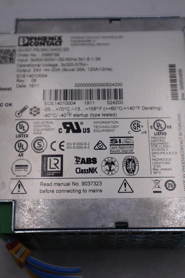 Used Phoenix Contact 2866792/ QUINT-PS/3AC/24DC/20 24V 20A Power Supply - STOCK H825C